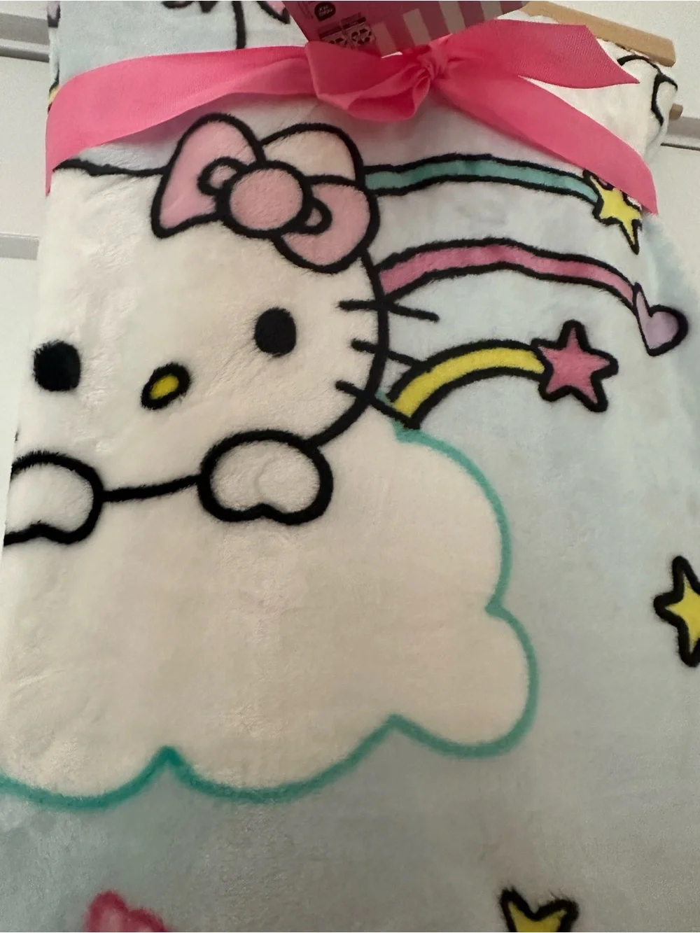 Hello Kitty Light Blue and Pink Fleece Blanket 🎀 60x70”